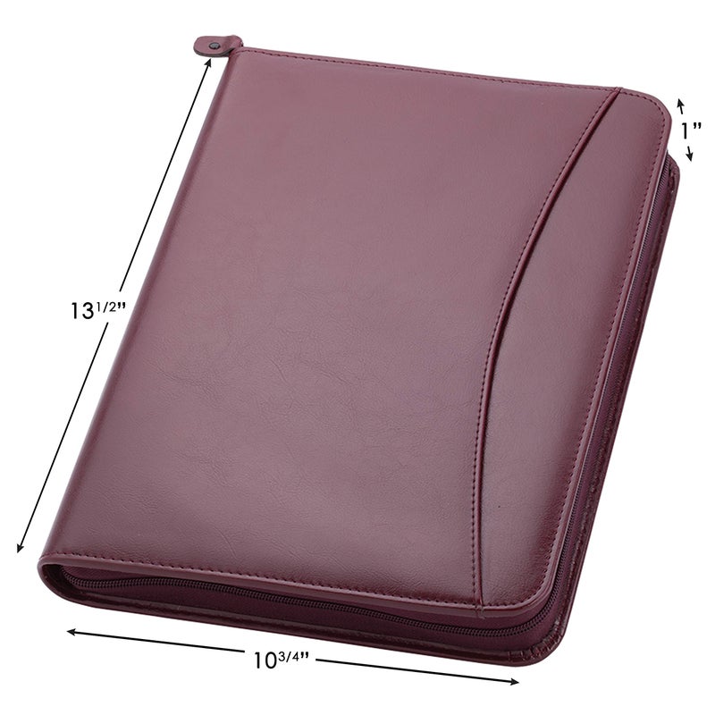 Travigo 3-Ring Zipper Business Leather Portfolio folder| 1.25" 3-Ring Binder Professional Business Folder Resume Document Organizer|Exterior Pocket | Guesseted File Pocket|8-1-2" Writing Pad(Burgundy) - Image 2